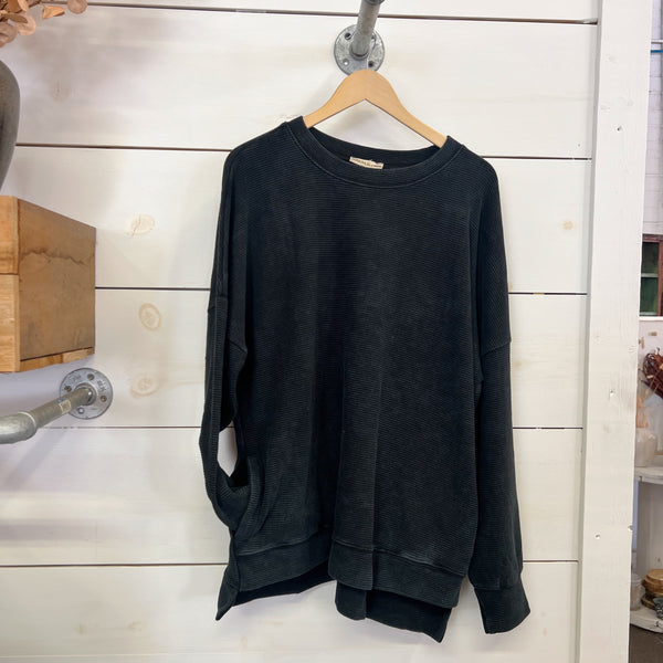 Ribbed Hi-Low Sweatshirt