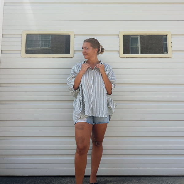 Striped Button Down Oversized Shirt