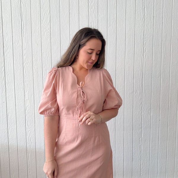 Scalloped Midi Dress