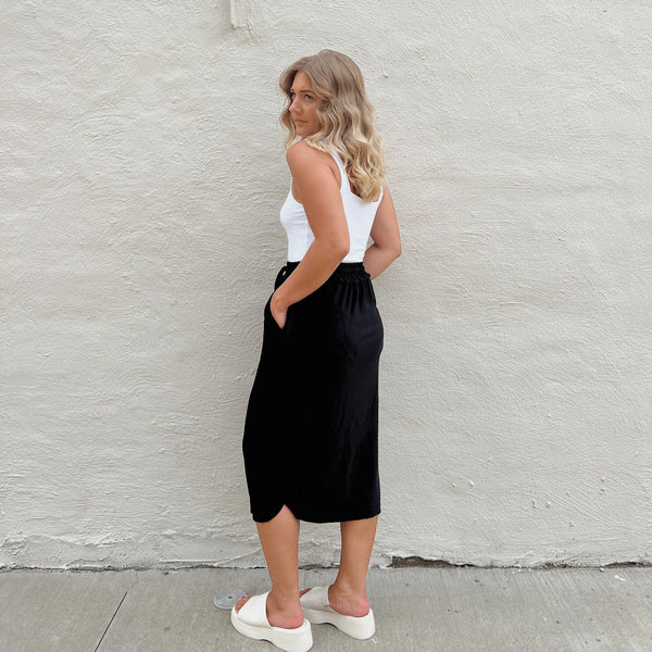 Suede Black Midi Skirt