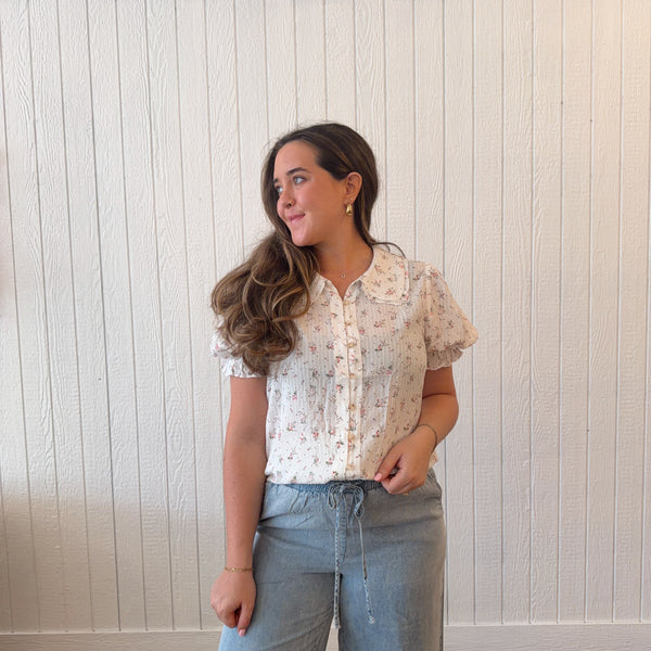 Floral Puffed Sleeve Blouse