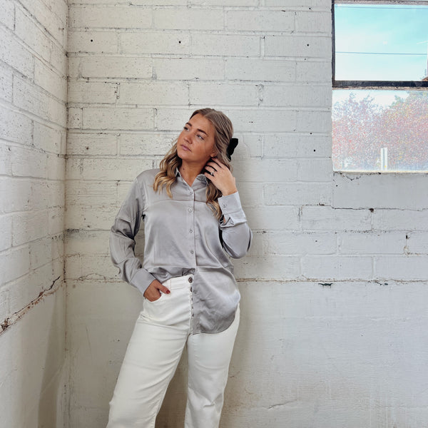 Satin Button Up