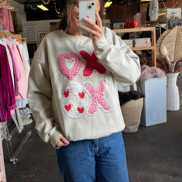 Xoxo Faux Knit Sweatshirt