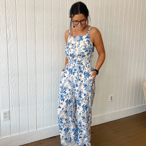 Floral Smocked  Jumpsuit