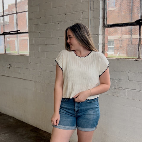 Scallop Sweater Top