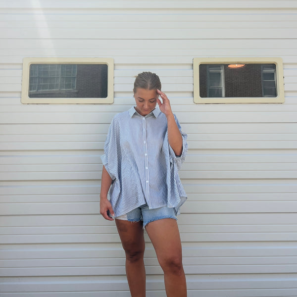 Striped Button Down Oversized Shirt