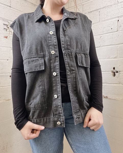 Demin Vest Hoodie