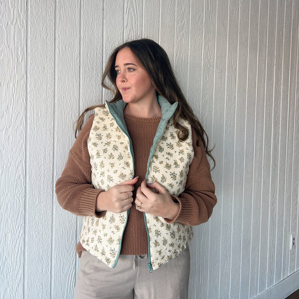 Floral Puffer Vest