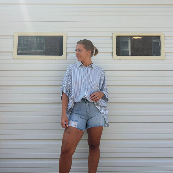 Striped Button Down Oversized Shirt