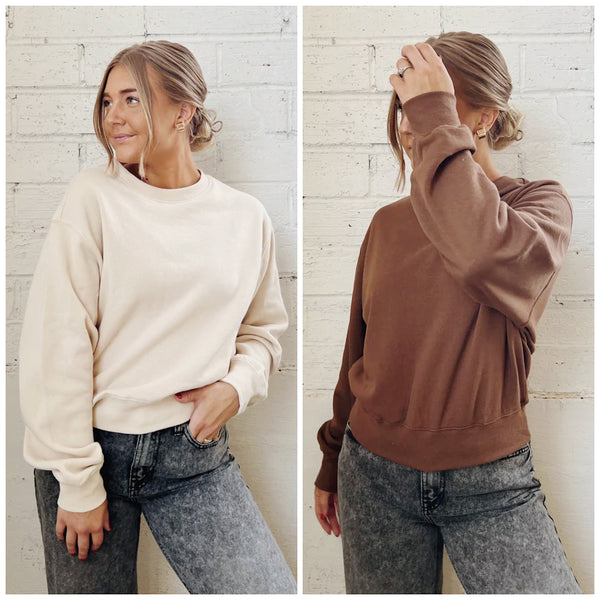 Relaxed Basic Cropped Crew Neck