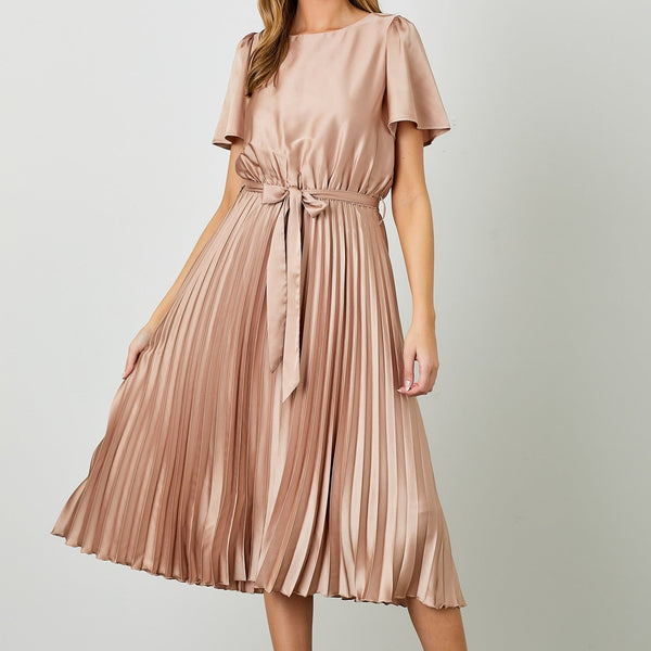 Satin Pleated Dress
