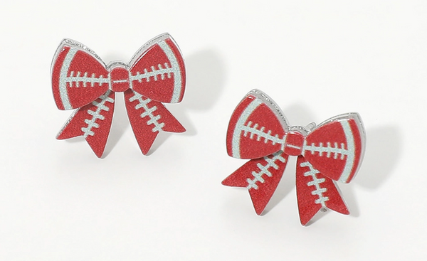 Game Day Football Bow Stud Earrings