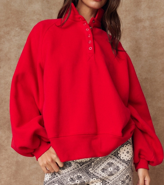 Snap Button Collared Sweater