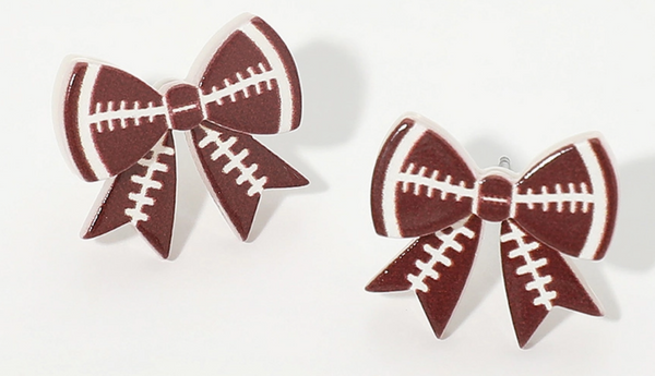 Game Day Football Bow Stud Earrings