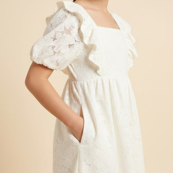 Girls Floral Lace Dress