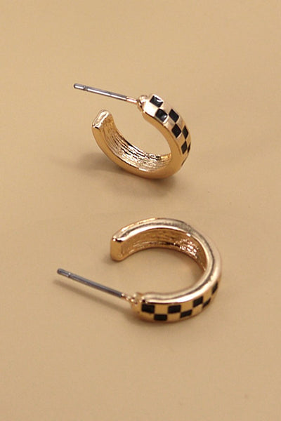 Checkered Hoop Earrings