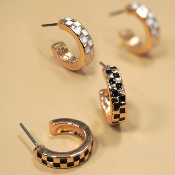 Checkered Hoop Earrings