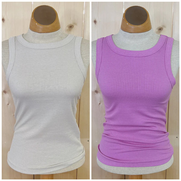 Ribbed Scoop Neck Tank Top