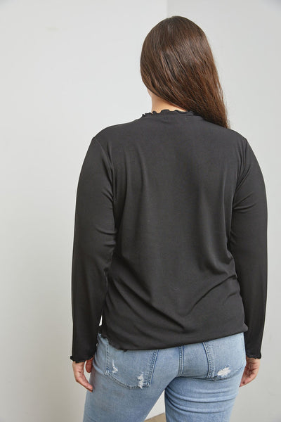 Ruffled Mock Neck Long Sleeve Top | Plus Size