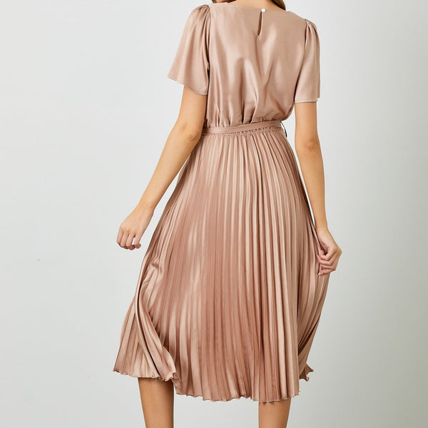 Satin Pleated Dress