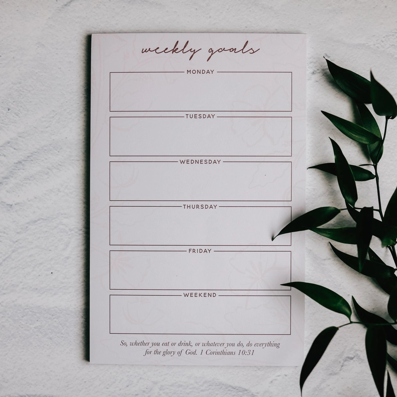 Weekly Goals Notepad/Blush Floral