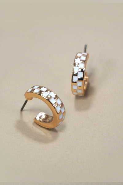 Checkered Hoop Earrings