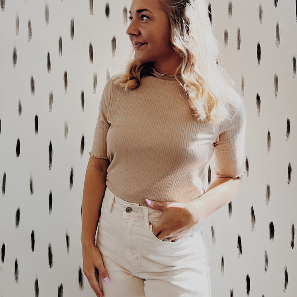Taupe Mock Neck Shirt