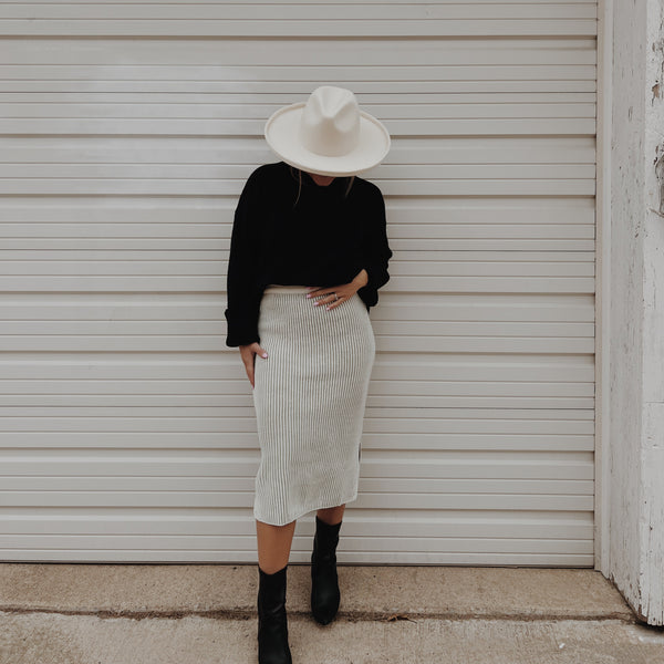 Sage | Two Tone Sweater Knit Skirt