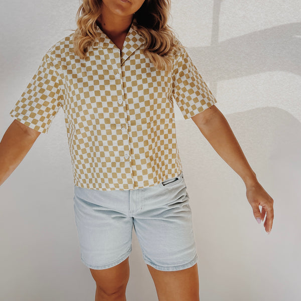 Checkered Short Sleeve Button Up Shirt