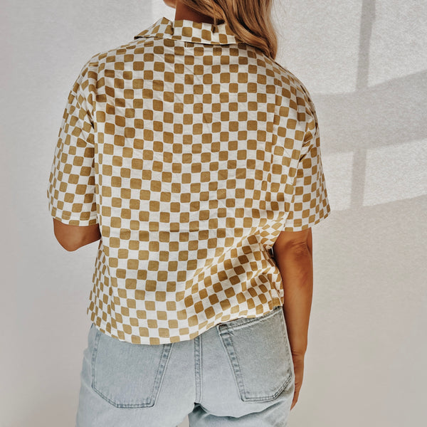 Checkered Short Sleeve Button Up Shirt