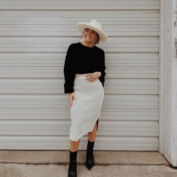 Sage | Two Tone Sweater Knit Skirt