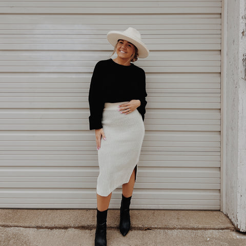 Sage | Two Tone Sweater Knit Skirt