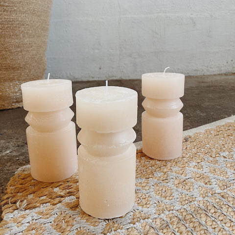 Unscented Blush Pillar Candle