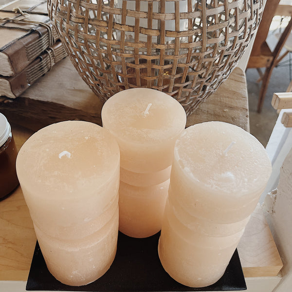 Unscented Blush Pillar Candle