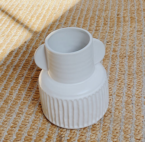 Stoneware Pleated Vase