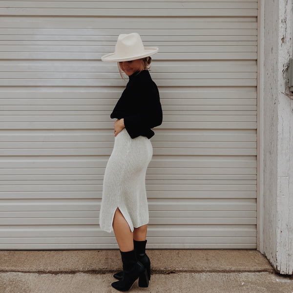 Sage | Two Tone Sweater Knit Skirt