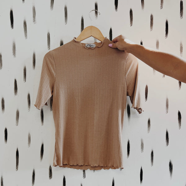 Taupe Mock Neck Shirt