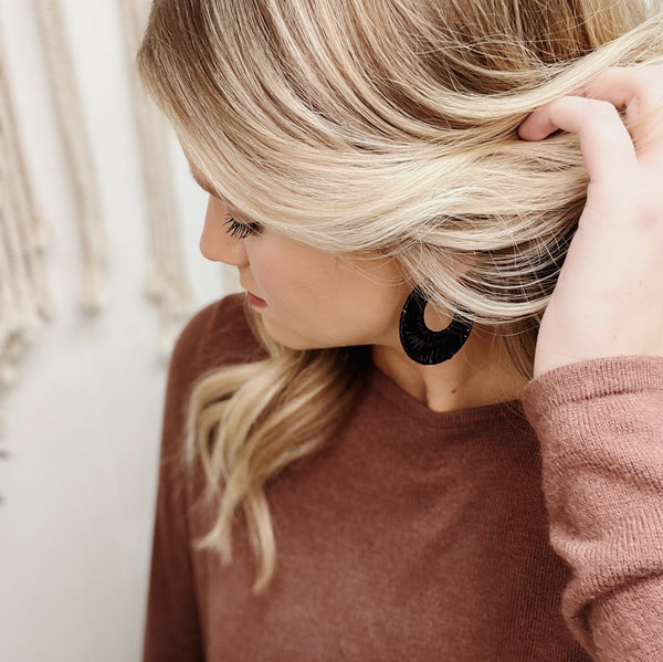 Earrings | Black Woven Hoops