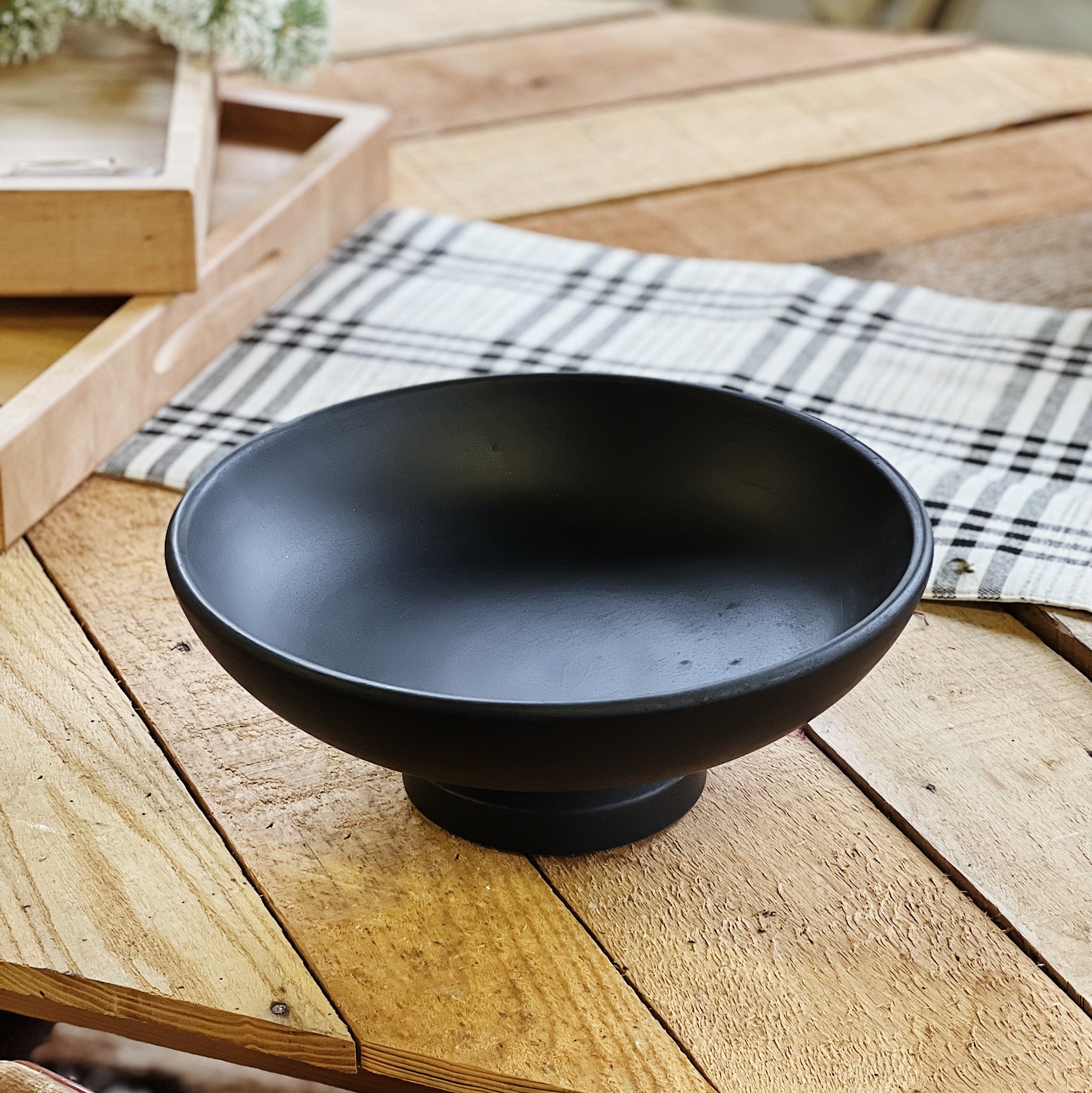 Mango Wood Footed Bowl