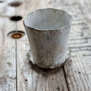 Distressed Metal Planter with Pleated Saucer