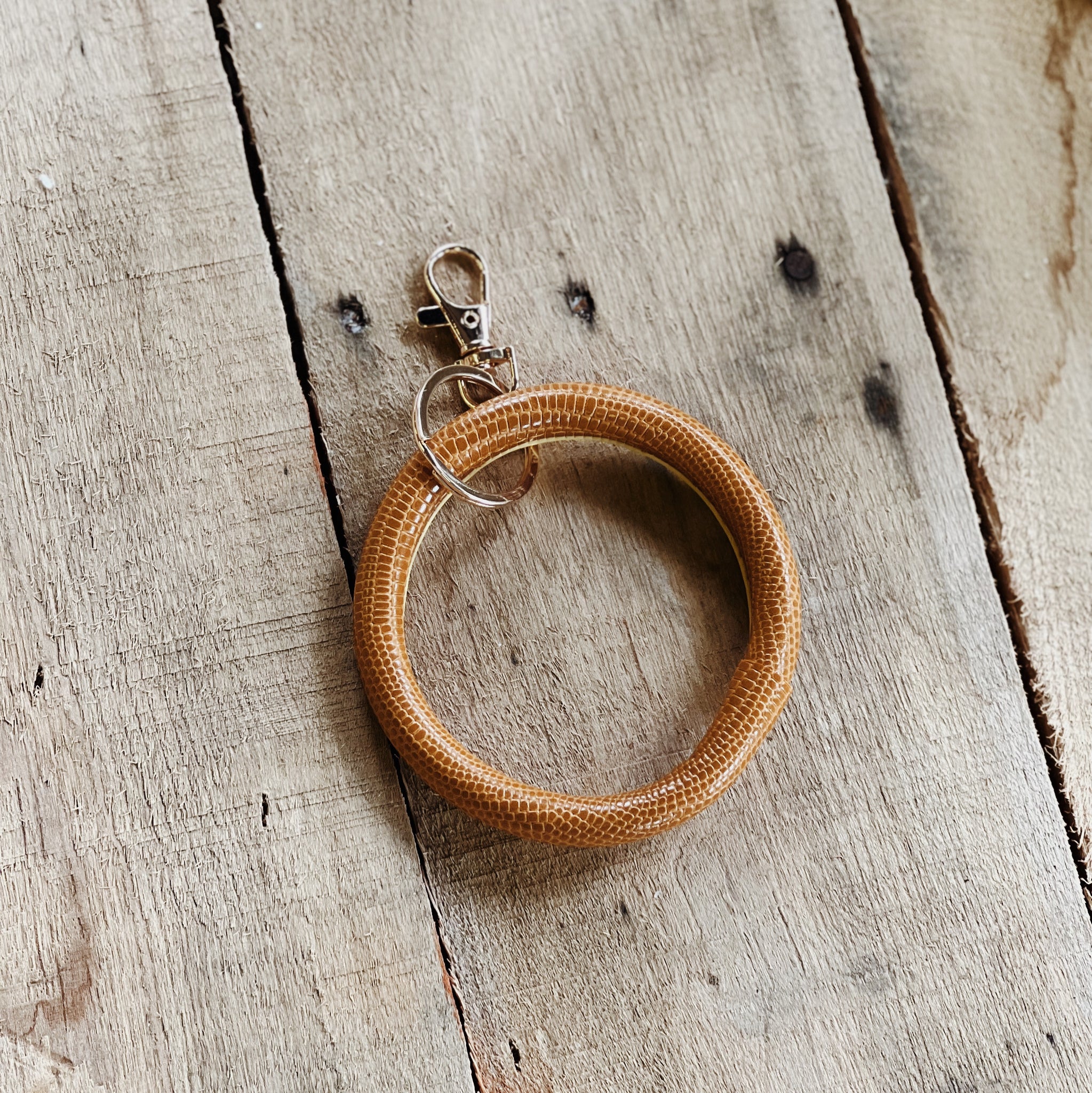 Snakeskin Keyring Bracelet | Mustard