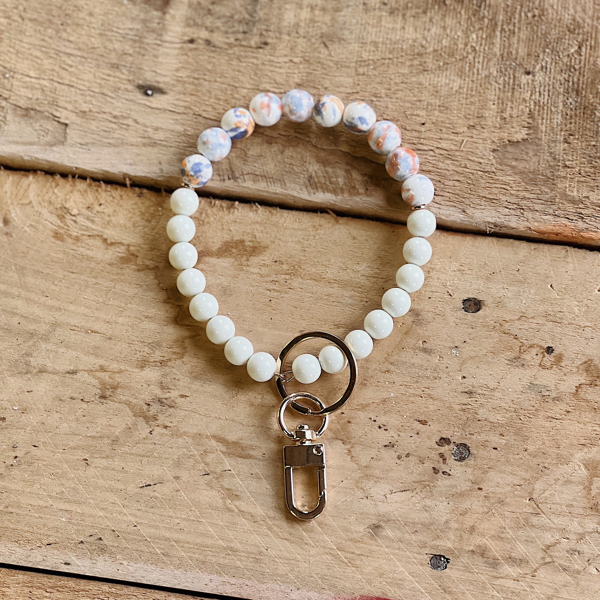 Ceramic Beaded Keyring Bracelet