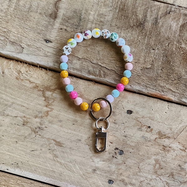 Ceramic Beaded Keyring Bracelet