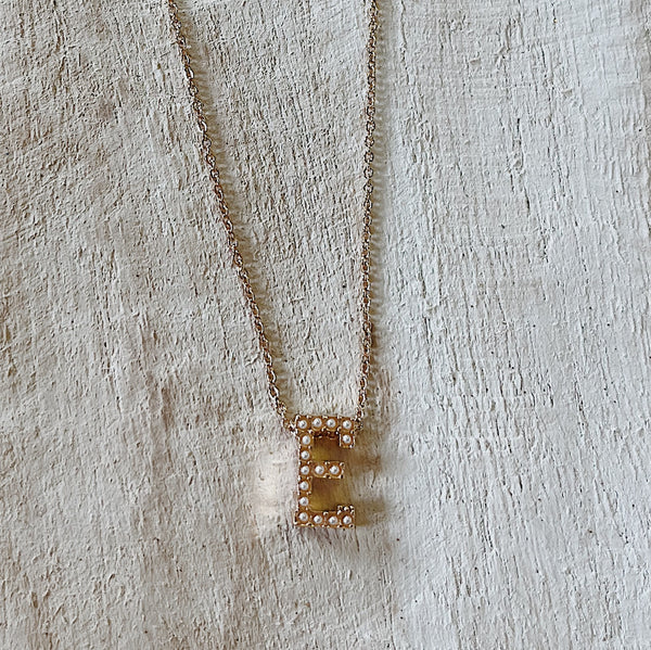 Initial Pearl Pendant Necklace