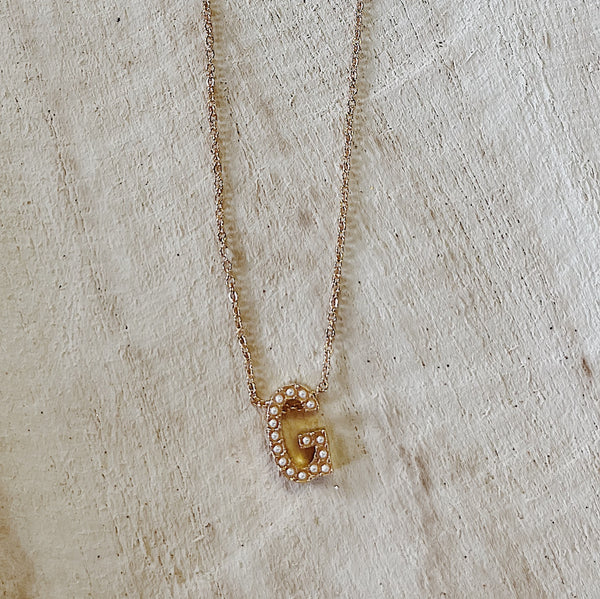 Initial Pearl Pendant Necklace