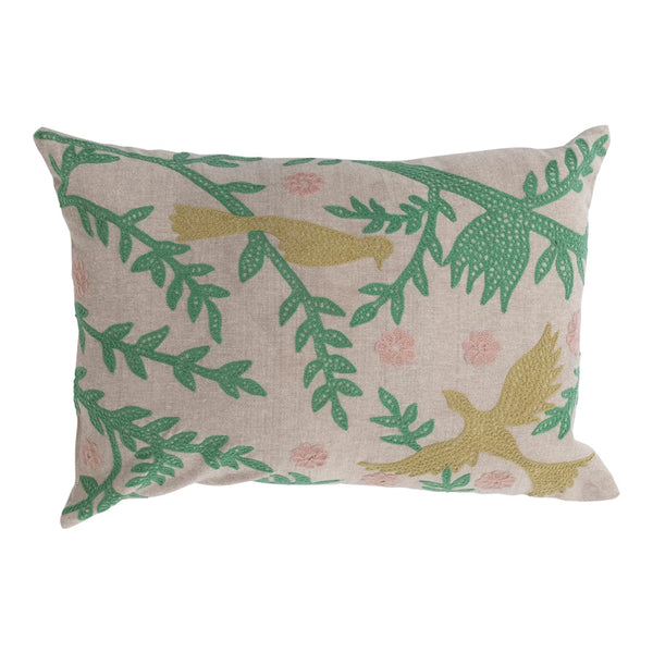 Pillow | Lumbar with Bird Embroidery