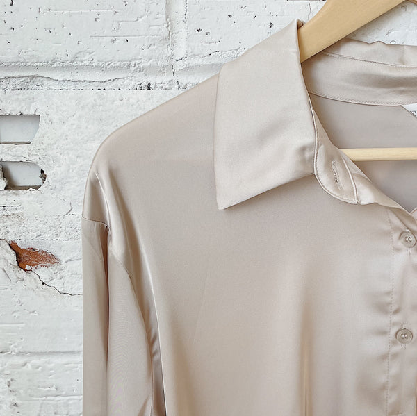 Satin Button Down Shirt
