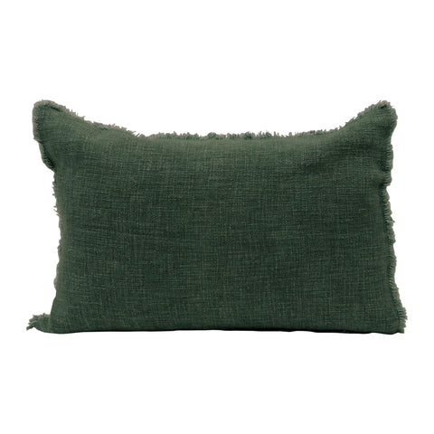 Pillow | Green with Frayed Edges